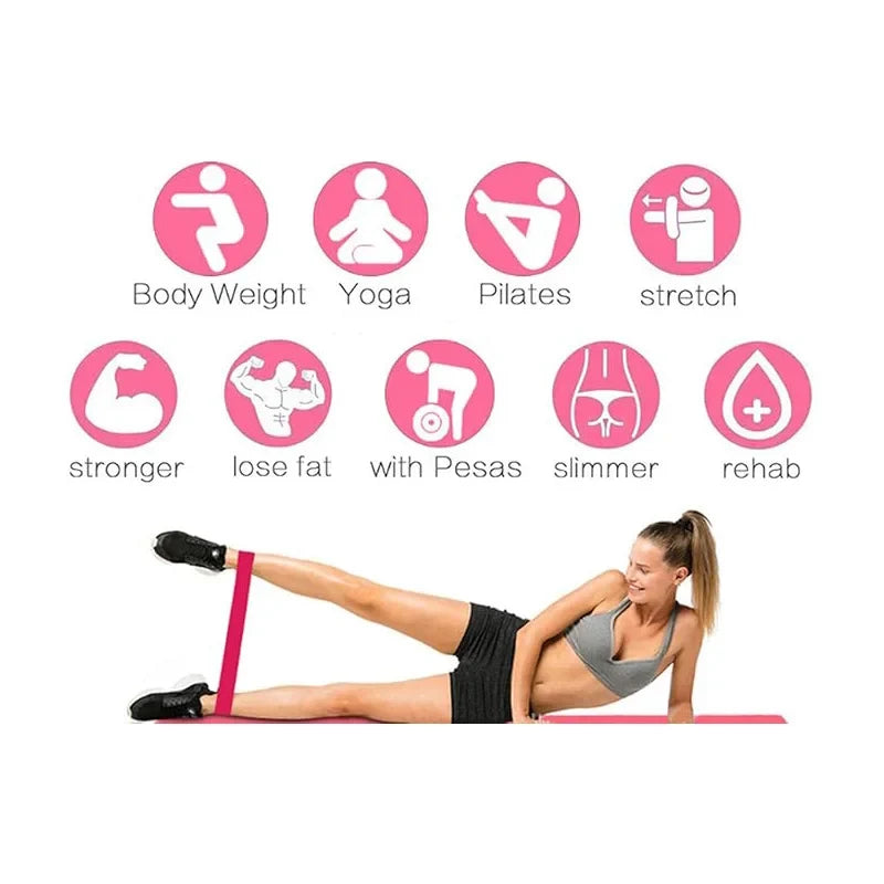 Pink Resistance Bands Set (5 Pcs) – Elastic Loop Bands for a Full Body Workout