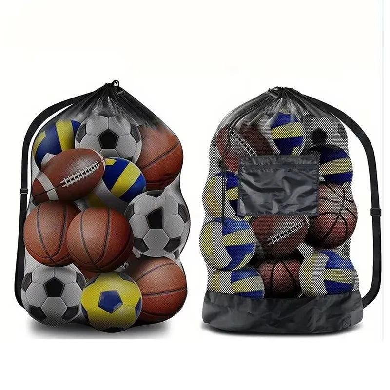 Large Capacity Basketball Football Drawstring Ball Bag Ball Storage Bag Sports Equipment Organiser Bag Shoulder Easy Carry