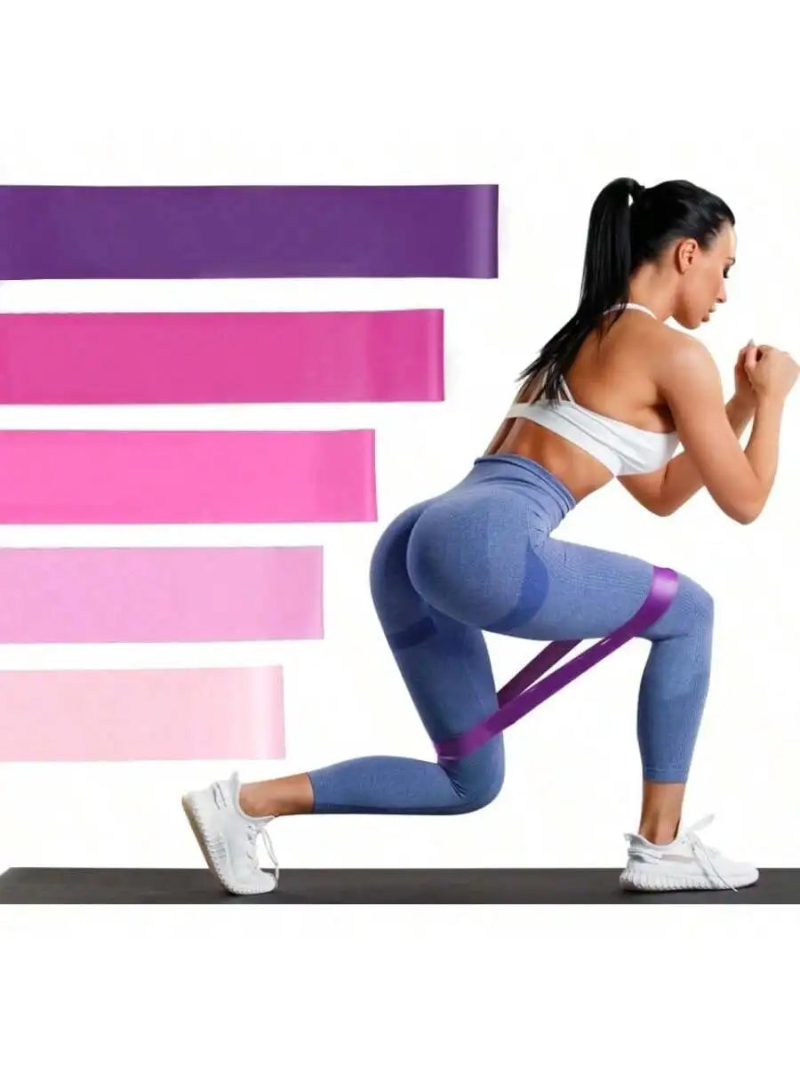 Pink Resistance Bands Set (5 Pcs) – Elastic Loop Bands for a Full Body Workout