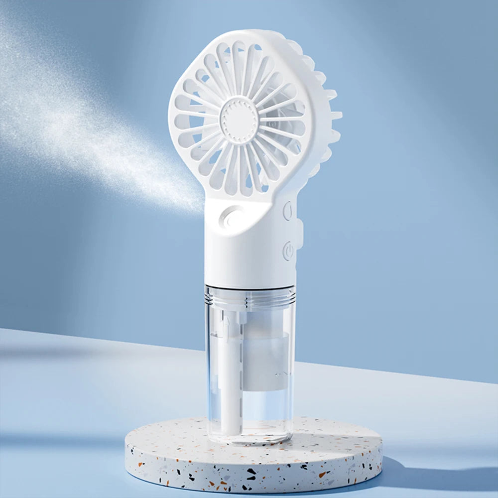 Portable Misting Fan – Handheld Spray Fan with 4 Speeds & USB Rechargeable Battery