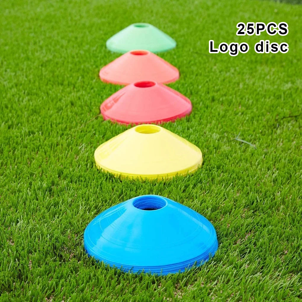 Pack of 25 Football Disc Soccer Marking Coaching Cones Portable Outside Baseball Basketball Skateboard Training