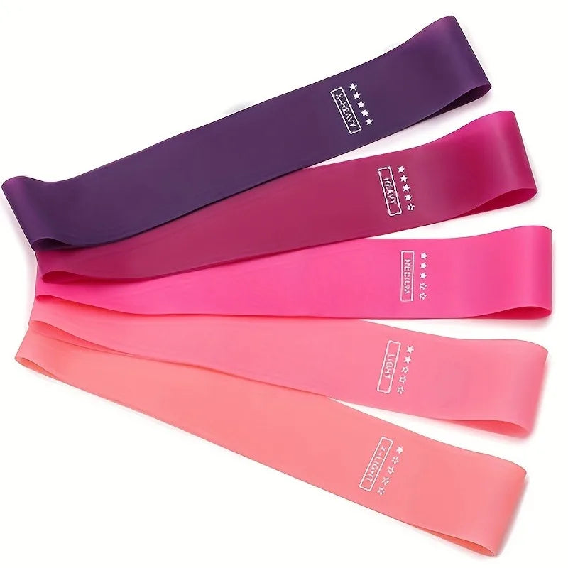Pink Resistance Bands Set (5 Pcs) – Elastic Loop Bands for a Full Body Workout