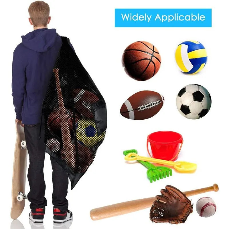 Large Capacity Basketball Football Drawstring Ball Bag Ball Storage Bag Sports Equipment Organiser Bag Shoulder Easy Carry
