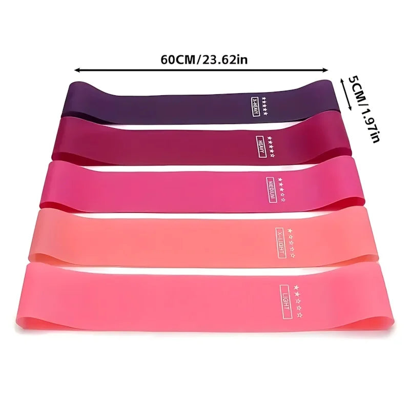 Pink Resistance Bands Set (5 Pcs) – Elastic Loop Bands for a Full Body Workout