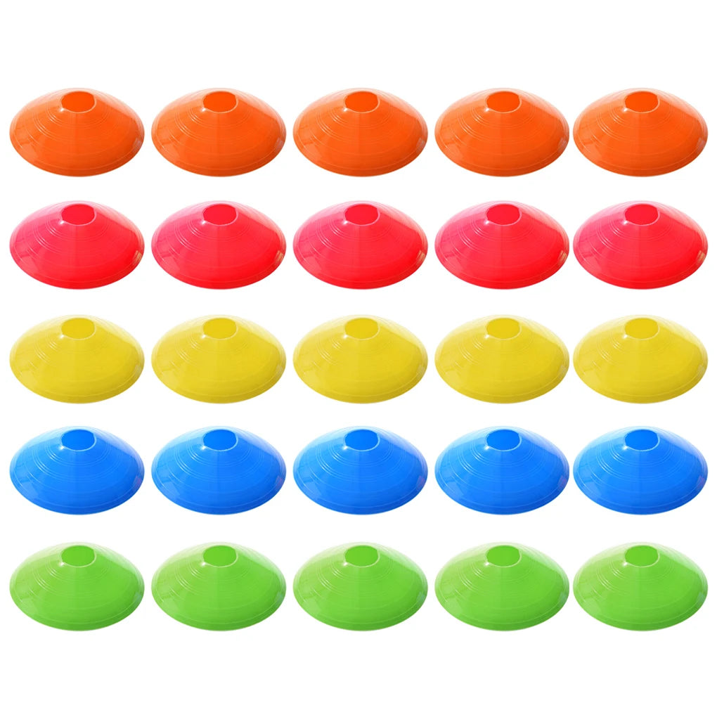 Pack of 25 Football Disc Soccer Marking Coaching Cones Portable Outside Baseball Basketball Skateboard Training