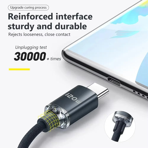 120W USB-C to USB-C Fast Charging Cable — Compatible with iPhone 15, Xiaomi, OnePlus & More | 1m, 1.5m & 2m