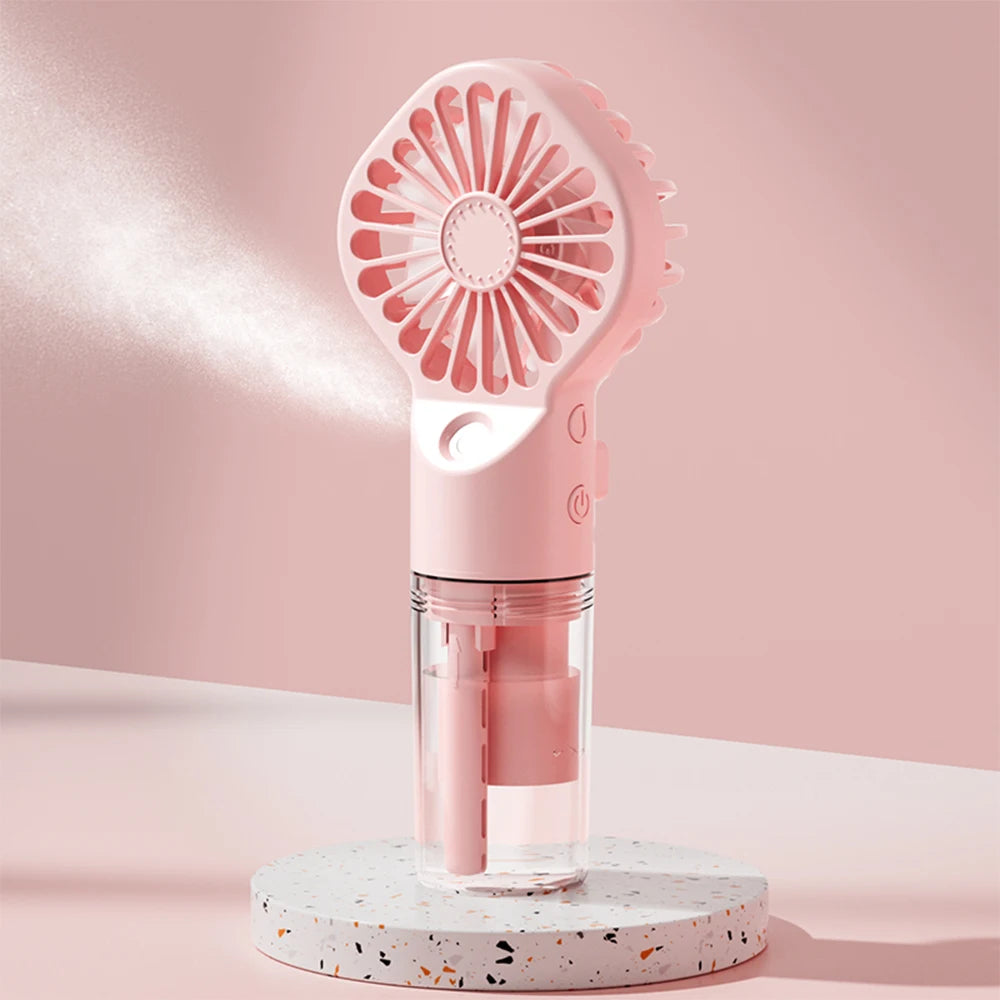 Portable Misting Fan – Handheld Spray Fan with 4 Speeds & USB Rechargeable Battery