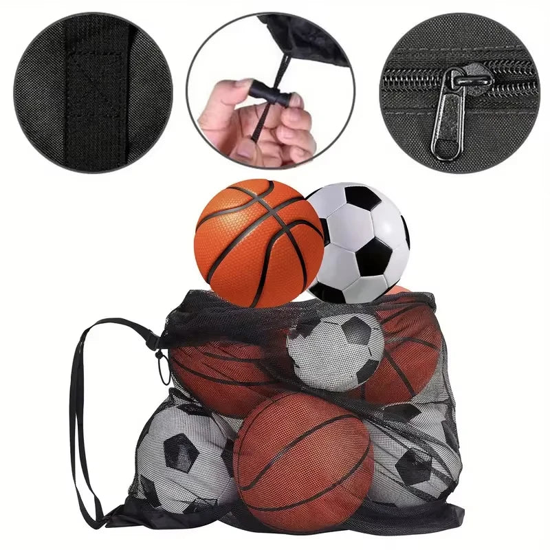Large Capacity Basketball Football Drawstring Ball Bag Ball Storage Bag Sports Equipment Organiser Bag Shoulder Easy Carry