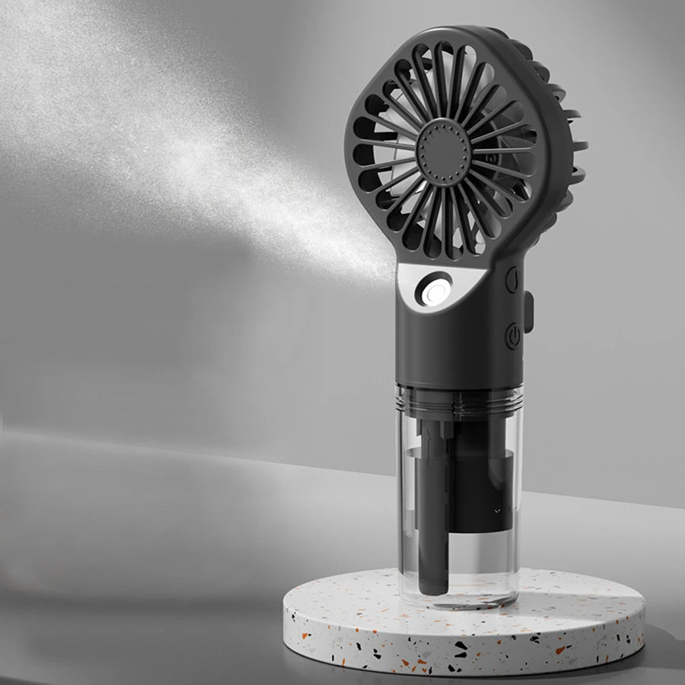 Portable Misting Fan – Handheld Spray Fan with 4 Speeds & USB Rechargeable Battery