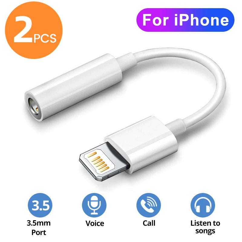 iPhone Headphone Adapter — Lightning to 3.5mm AUX Jack | Works with iPhone 7, 8, X, XR, XS, 11, 12, 13, 14 & More