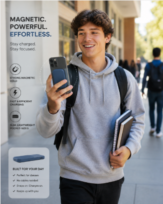 Magnetic Wireless Portable Power Bank