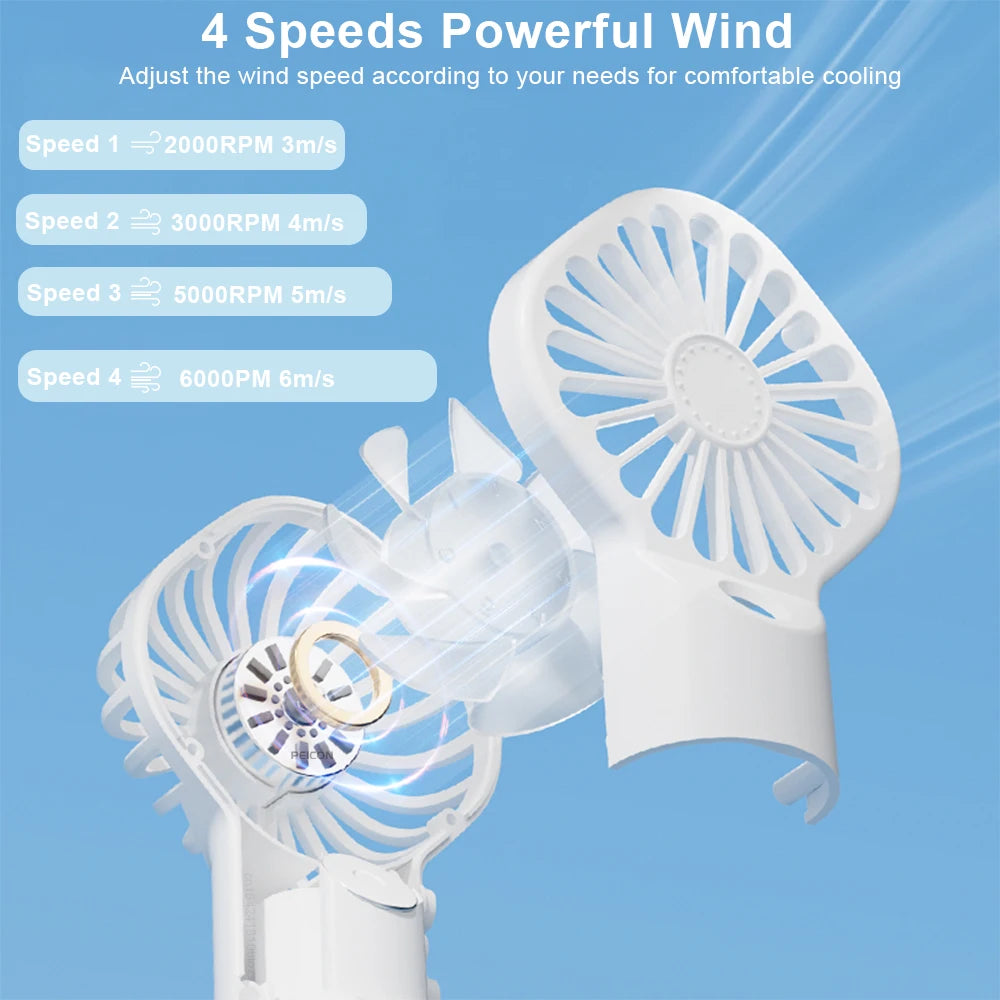 Portable Misting Fan – Handheld Spray Fan with 4 Speeds & USB Rechargeable Battery