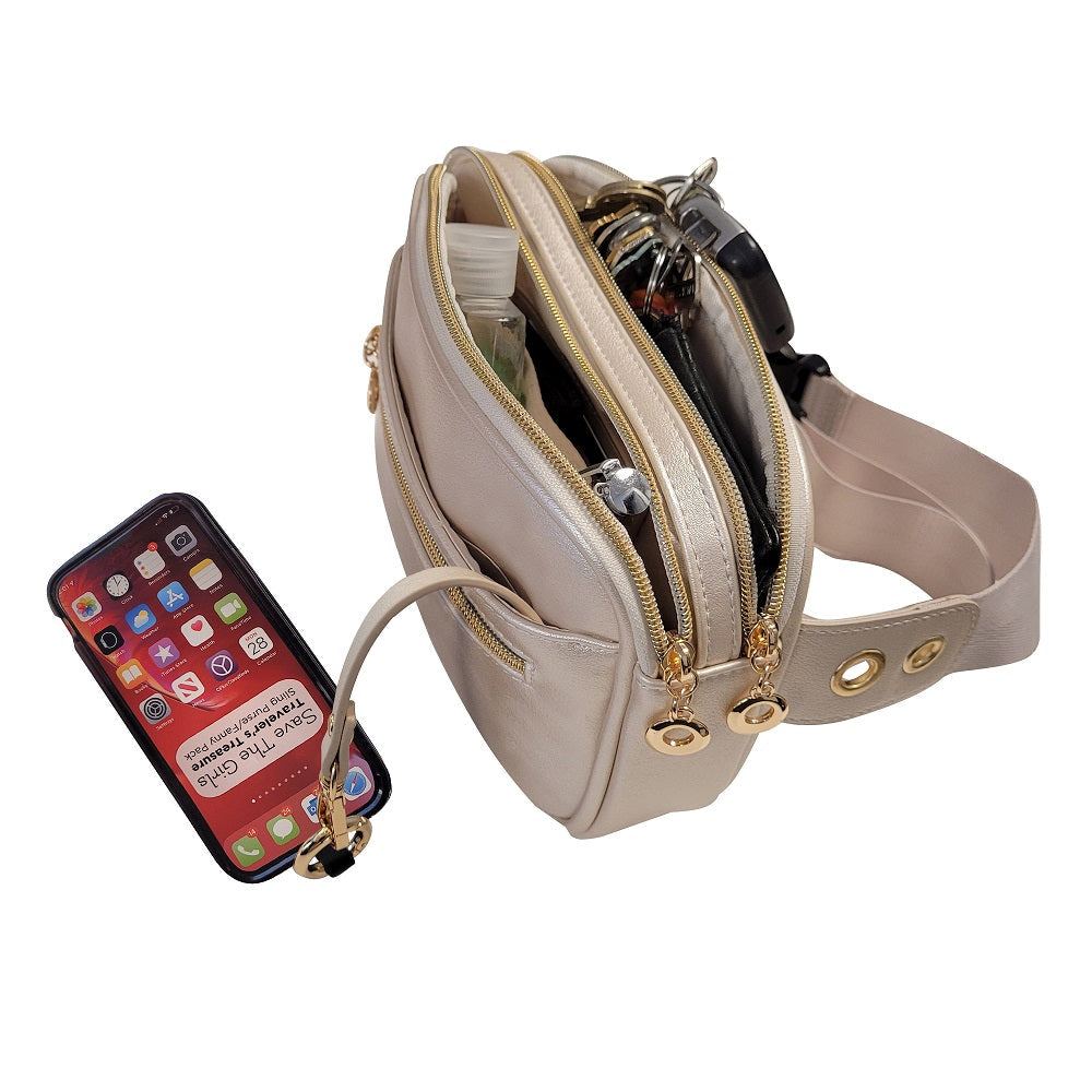 Travelers Treasure RFID Sling Bag — Anti-Theft Crossbody Fanny Pack with Phone Safety Strap
