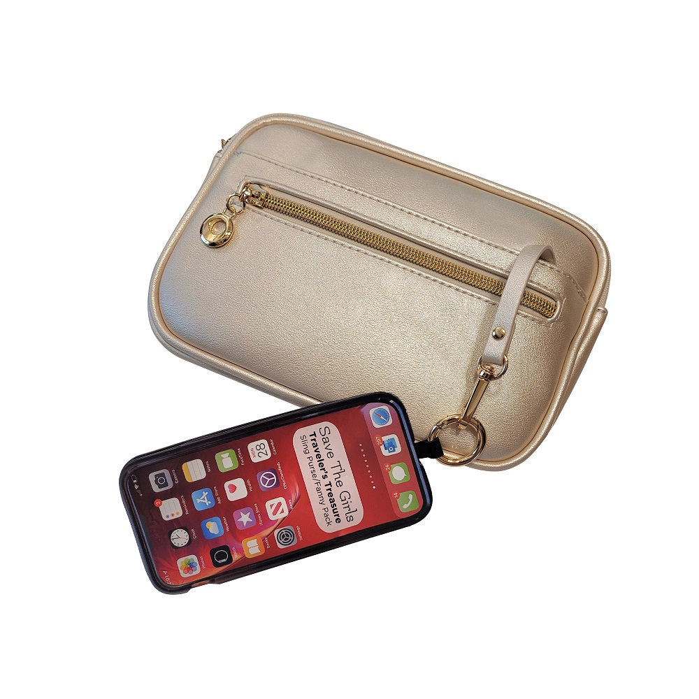 Travelers Treasure RFID Sling Bag — Anti-Theft Crossbody Fanny Pack with Phone Safety Strap