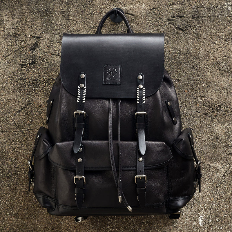 Full-Grain Leather Travel Backpack – Large Capacity Vintage Backpack for Men