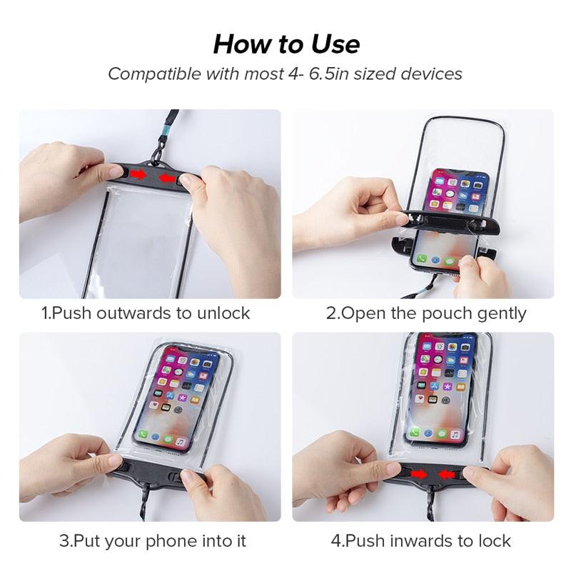 Waterproof Phone Pouch with Lanyard — IPX8 Universal Case for Beach, Swimming & Diving | Fits Phones Up to 6.5" | 7 Colors
