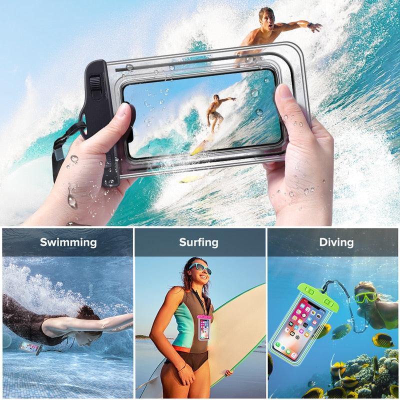 Waterproof Phone Pouch with Lanyard — IPX8 Universal Case for Beach, Swimming & Diving | Fits Phones Up to 6.5" | 7 Colors