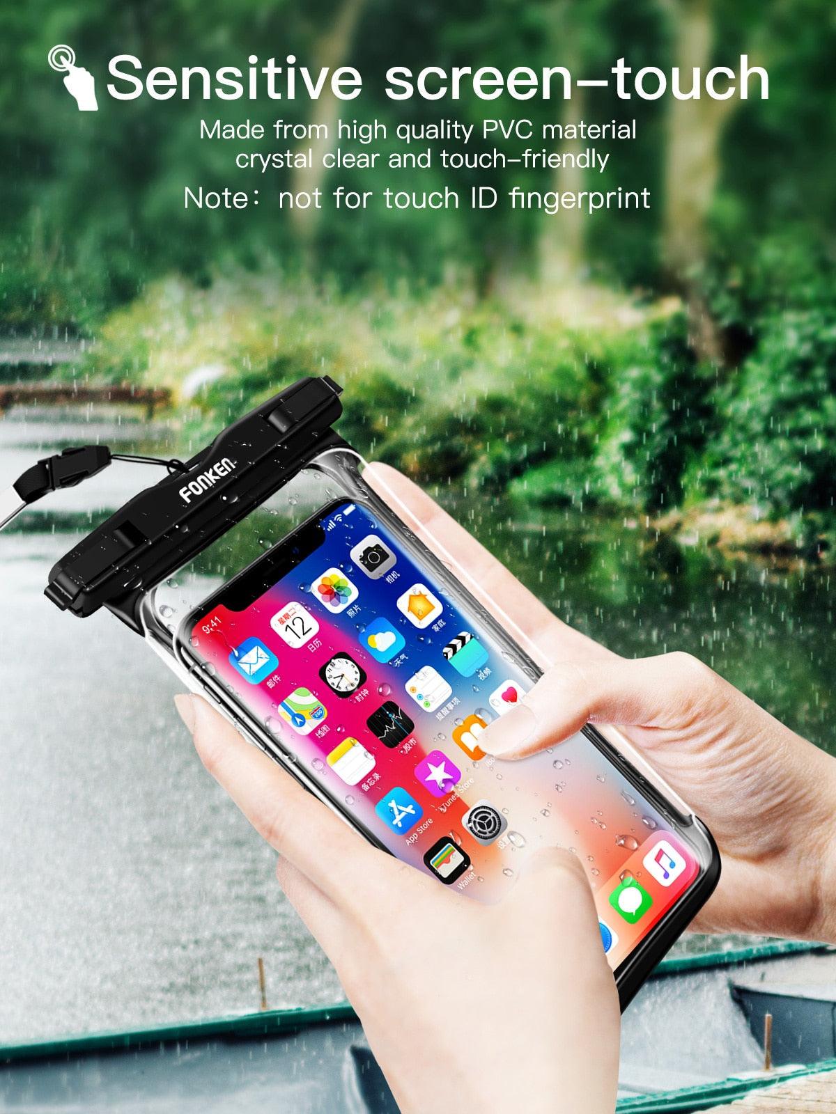 IPX8 Waterproof Phone Case Pouch — Waterproof to 30m | Full Touchscreen Access | Fits Up to 6.5" | 3 Colors