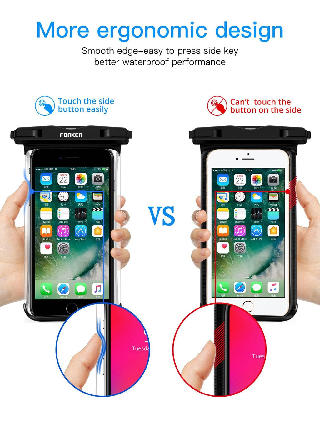 IPX8 Waterproof Phone Case Pouch — Waterproof to 30m | Full Touchscreen Access | Fits Up to 6.5" | 3 Colors