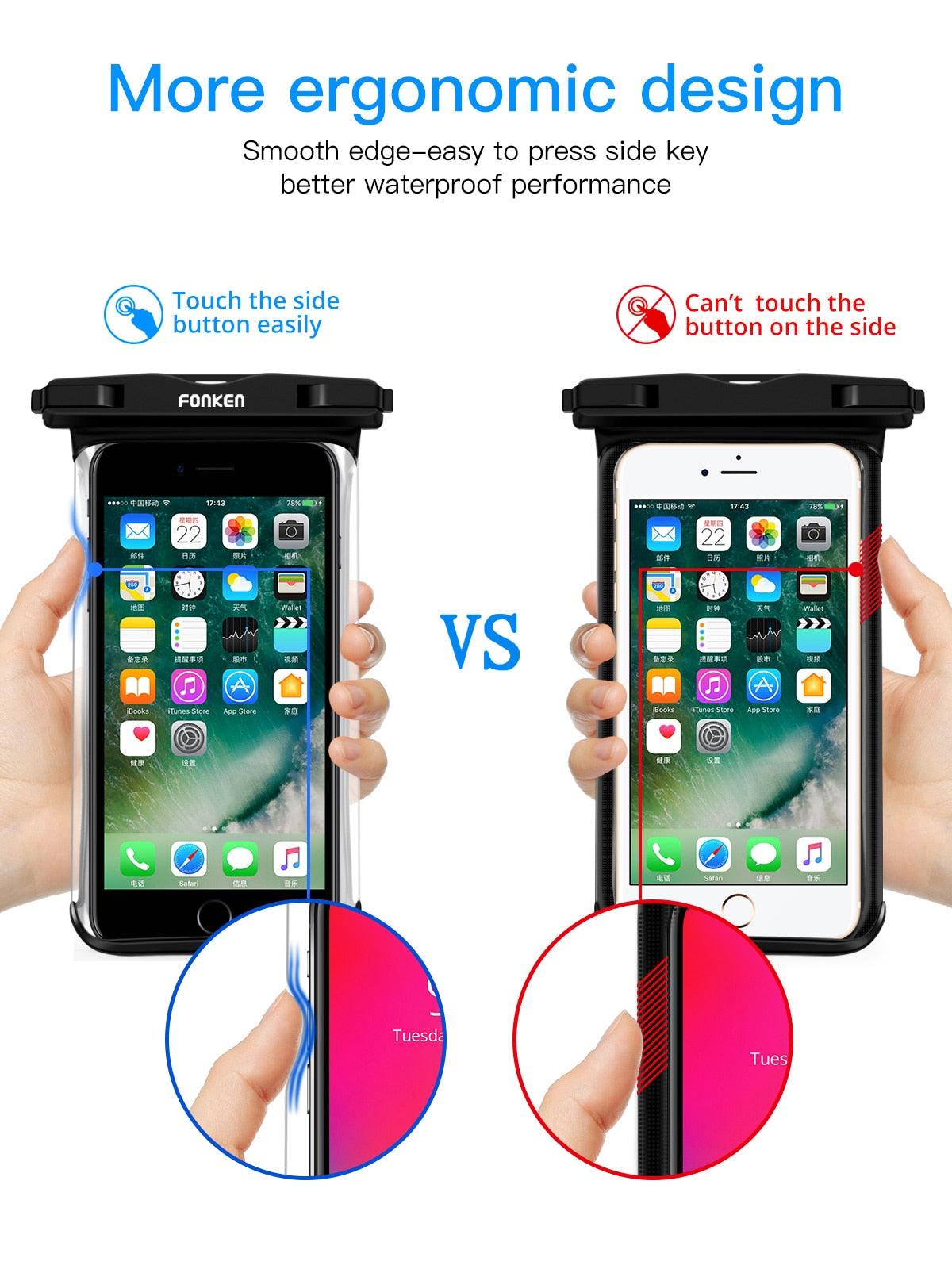 IPX8 Waterproof Phone Case Pouch — Waterproof to 30m | Full Touchscreen Access | Fits Up to 6.5" | 3 Colors