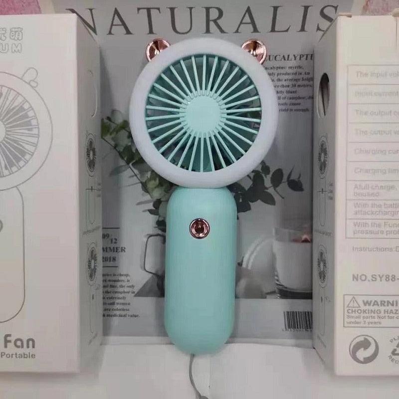Mini Portable Fan USB Rechargeable Night Light Cooling Handheld Fan Three Speed Adjustable Pocket Personal Small Hand Fan for Child Home School Travel LED Fan